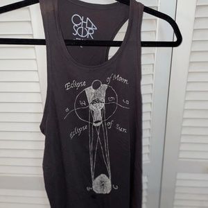 Chaser Brown Yoga Tank Top With Design Women's Large